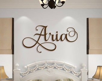 Wooden Name Sign Wall Hanging Letters for Nursery or Bedroom - Wooden Wall Art - Custom Name Plaque Cut Out - Personalized Cursive Name