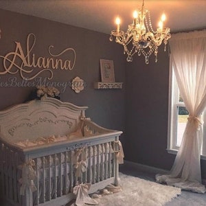 Girls Nursery Name Sign, Custom Baby Name Sign, Baby Name Decor, Personalized Nursery Sign, Baby Decor Wall Name Sign image 1