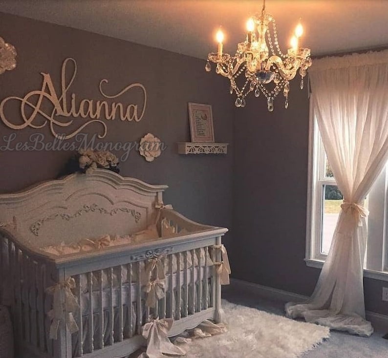 Girls Nursery Name Sign, Custom Baby Name Sign, Baby Name Decor, Personalized Nursery Sign, Baby Decor Wall Name Sign image 1