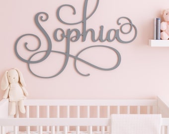 Elegant Wooden Name Cutout - Custom Wood Wall Name Sign - Wall Hanging Nursery Name Decor - Gabriella Name for Nursery - Baby Custom Gift