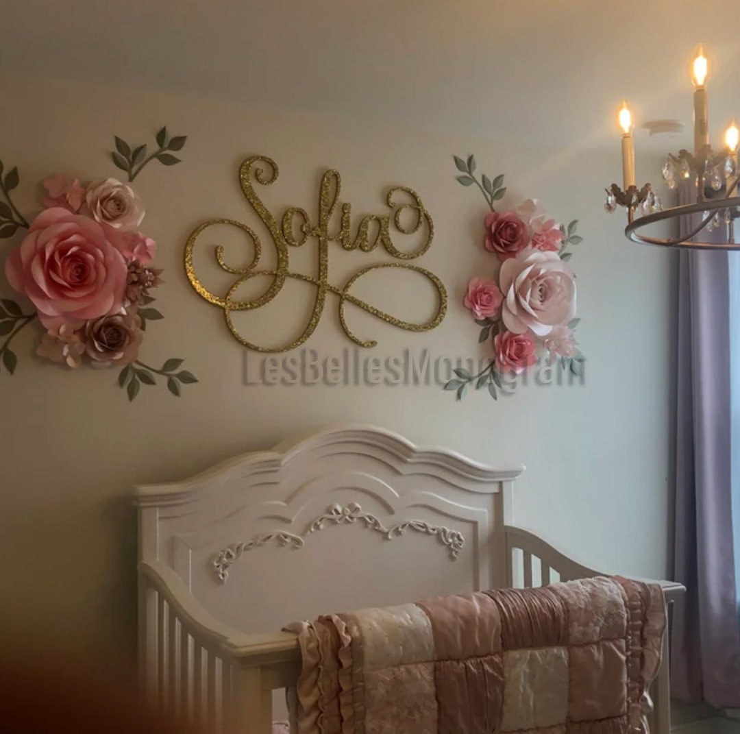 Gold Nursery Name Cutout Custom Wood Wall Name Sign Wall Hanging