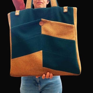 Saco em lã tamanho grande • Bolsa forrada • Saco de compras • Mala de viagem • Saco para adufe • bolsa para frame drum • feita a mão