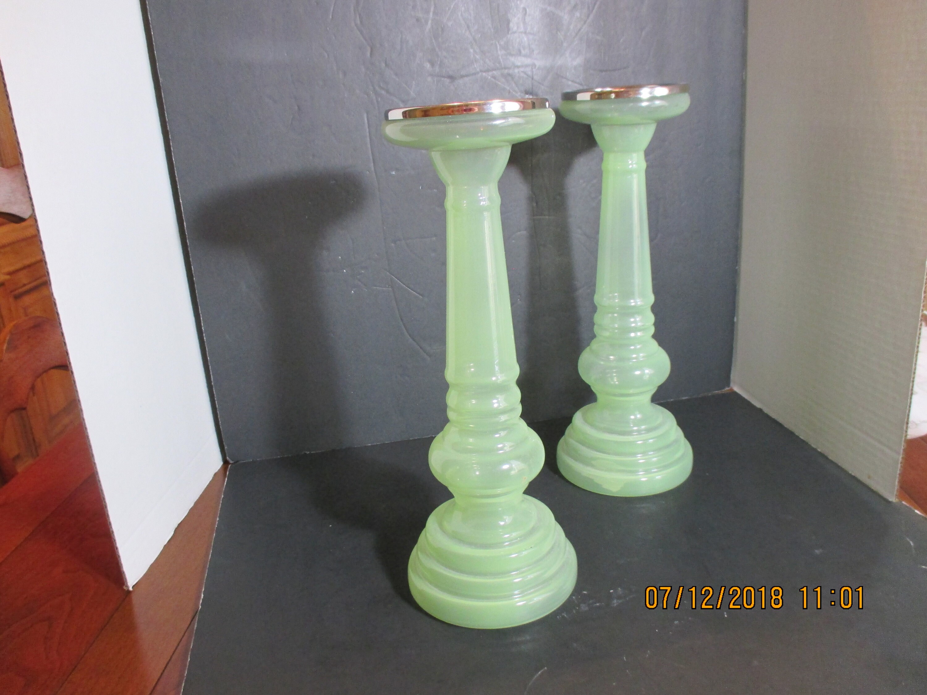 Hand Blown glass Candlesticks Pair Etsy