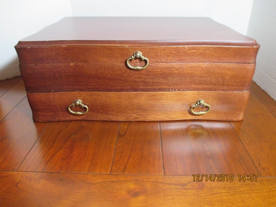 Vintage Silverware Chest Storage Box With Extra Drawer Etsy