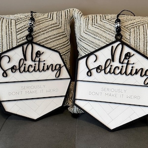 No Soliciting Sign | Please Don't Make It Weird | Black & White | Wooden Door Sign