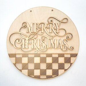 Merry Christmas Buffalo Plaid Door Hanger DIY Kit | Unfinished | Paint Your Own
