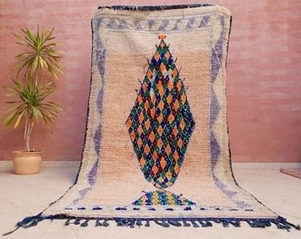 Vintage Moroccan Rug 4.8x9.6 Gorgeous blush Pastels Boujaad rug large boujad rug, Peach wool carpet