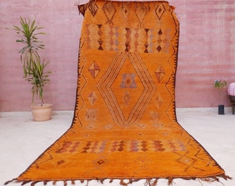 50% OFF CLOSING SALE Stunning Tangerine Orange Berber rug bedroom rug living room rug 5.1x11.5 Rarest Color Moroccan Tribal Rug
