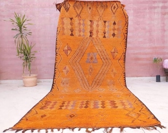 60% OFF CLOSING SALE Stunning Tangerine Orange Berber rug bedroom rug living room rug 5.1x11.5 Rarest Color Moroccan Tribal Rug