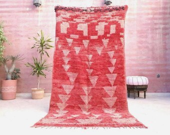 60% OFF CLOSING SALE Vintage Moroccan rug 4x7.5 Stunning Blush Red Boujaad rug | Blush Abstract rug | bedroom  handmade wool rug