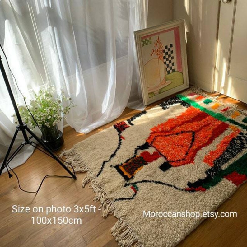 Softest Moroccan rug, Designer Azilal rug Amazing Authentic Berber morrocan rug Colorful rug bedroom rug nursery rug image 9
