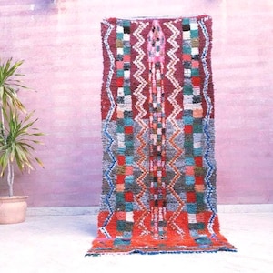 50% OFF CLOSING SALE Vintage Orange Red Moroccan Rug, Unique Berber Azilal Rug (2.9x7.1 ft) image 1