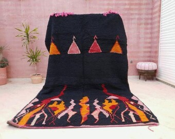 60% OFF SUPER SALE Beautiful Moroccan rug 6.5x10.2 Gorgeous Abstact black large Beni Ourain Rug, bedroom rug living room rug