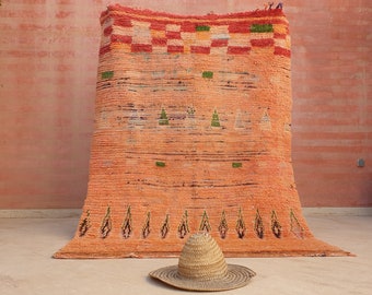 Vintage Moroccan Rug 5x7.3 Marvelous pastels rug Boujaad rug antique peach berber rug