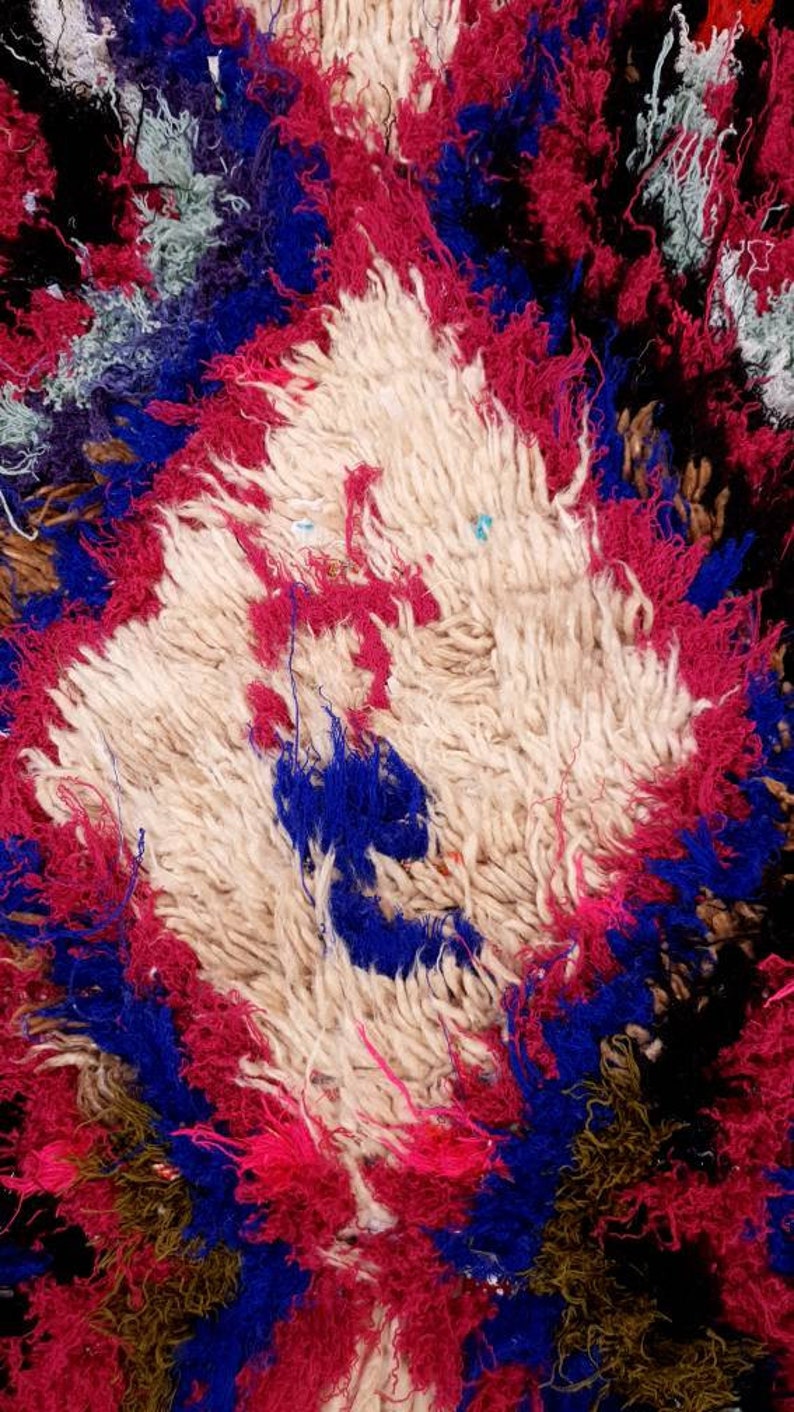 Vintage Moroccan Rug 2.3x6.9 Unique Colorful Pretty vintage Rug, Abstract boujaad berber rug artistic rug bedroom rug Azilal Rug image 7