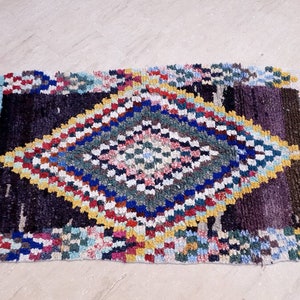 Vintage Moroccan Rug 3.7x6.1 Boucherouite rug Unique Stunning Berber rug bedroom rug, Colorful living room rug boho rug image 3