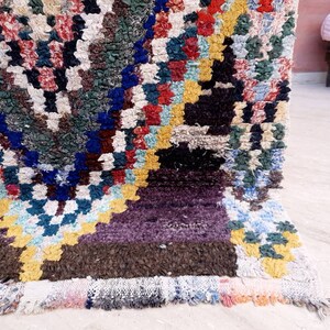 Vintage Moroccan Rug 3.7x6.1 Boucherouite rug Unique Stunning Berber rug bedroom rug, Colorful living room rug boho rug image 2