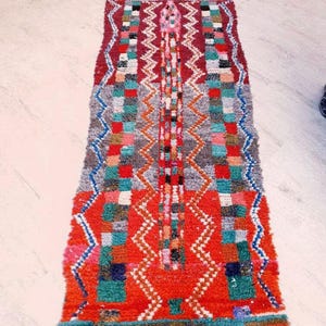 50% OFF CLOSING SALE Vintage Orange Red Moroccan Rug, Unique Berber Azilal Rug (2.9x7.1 ft) image 5