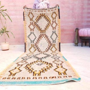 50% OFF CLOSING SALE Vintage Berber Moroccan Runner Rug 3x9 Tribal Bohemian Style, beige brown teal rug