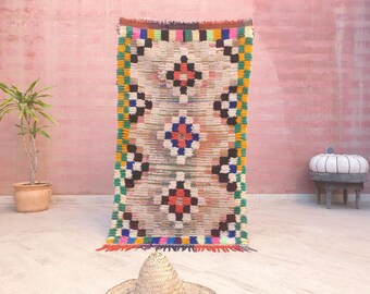50% OFF CLOSING SALE Vintage Moroccan Rug 2.8x4.8 Gorgeous colorful little Boujaad rug, , bedside rug, unique tribal azilal accent rug