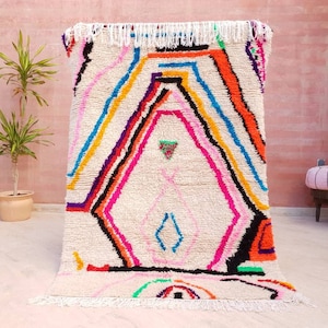 Weicher marokkanischer Teppich, Designer Azilal-Teppich Erstaunlicher authentischer Berber-Marokkanischer Teppich Bunter Teppich Schlafzimmerteppich Kinderzimmerteppich