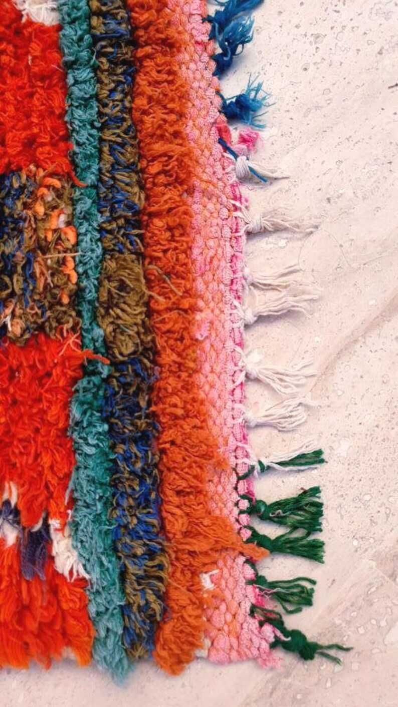 50% OFF CLOSING SALE Vintage Orange Red Moroccan Rug, Unique Berber Azilal Rug (2.9x7.1 ft) image 6