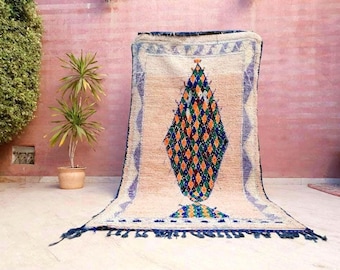 50% OFF CLOSING SALE Vintage Moroccan Rug 4.8x9.6 Gorgeous blush Pastels Boujaad rug large boujad rug, Peach wool carpet