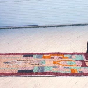 50% OFF CLOSING SALE Vintage Moroccan rug 3x10.2 Runner rug, 80s vibe lovely hallway rug, boujaad rug, colorful terracota abstract rug image 4