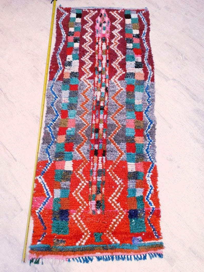 50% OFF CLOSING SALE Vintage Orange Red Moroccan Rug, Unique Berber Azilal Rug (2.9x7.1 ft) image 8