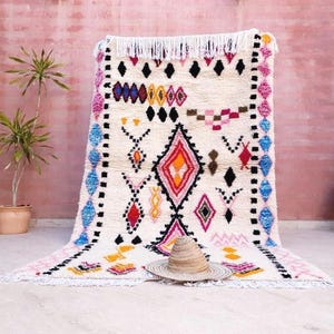 Fine Moroccan rug, 5x8.5 Original Artist rug BY ME, Azilal rug Designer rug Berber colorful rug morrocan rug Bedroom rug living room rug