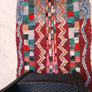 50% OFF CLOSING SALE Vintage Orange Red Moroccan Rug, Unique Berber Azilal Rug (2.9x7.1 ft) image 4