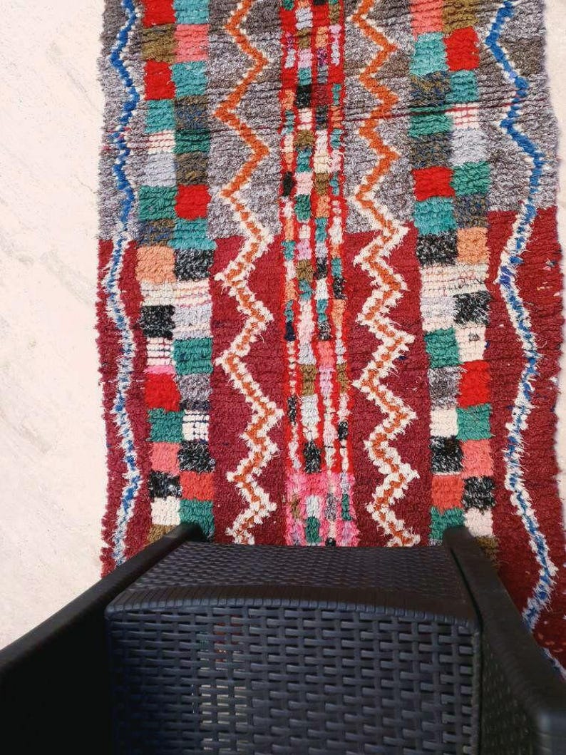 50% OFF CLOSING SALE Vintage Orange Red Moroccan Rug, Unique Berber Azilal Rug (2.9x7.1 ft) image 4
