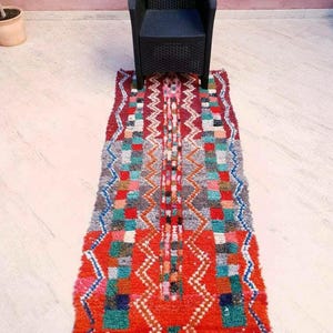50% OFF CLOSING SALE Vintage Orange Red Moroccan Rug, Unique Berber Azilal Rug (2.9x7.1 ft) image 2