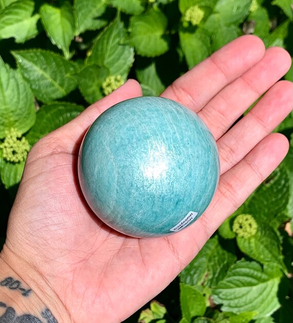 Amazonite sphere with flash high quality stand included