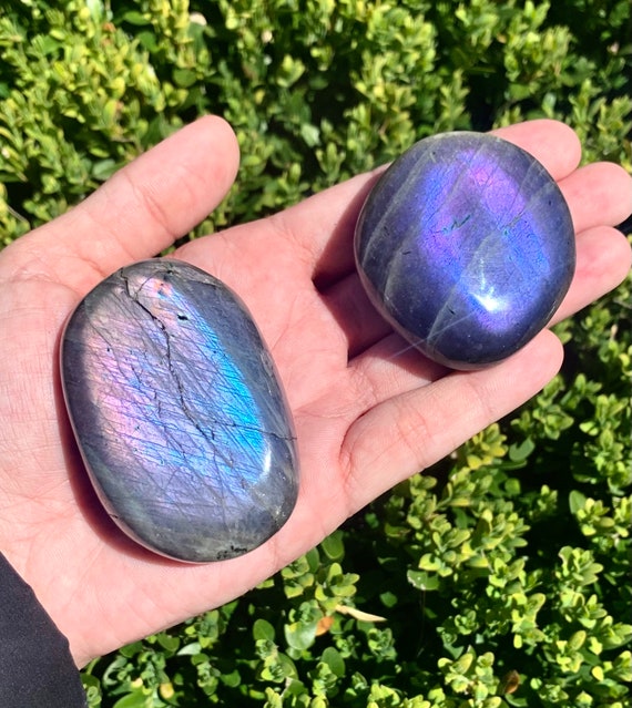 Purple Labradorite Palm Stone With Imperfections Tiny Chip Etsy