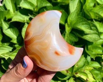 Crystal moon carnelian carving spiritual decor tiny chip