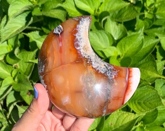 Crystal moon carnelian carving spiritual decor small chip