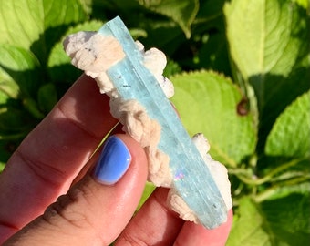 Aquamarine crystal specimen gem quality terminated from Pakistan
