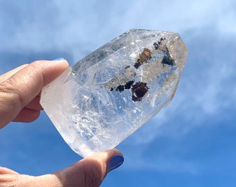 Garden quartz tower lodolite crystal point natural imperfections