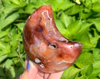 Crystal druzy moon carnelian carving spiritual decor chips discounted