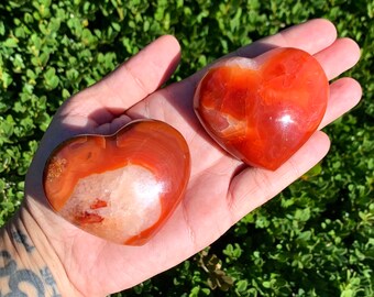 Carnelian heart palm stone 2.1 to 2.5 inches you pick