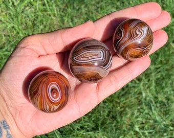 Sardonyx sphere with stand banded agate crystal ball from Madagascar