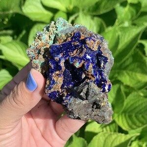 Azurite malachite cluster raw specimen on quartz high quality