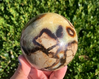 Septarian dragon crystal sphere with stand small imperfection 75mm