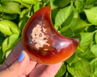 Crystal moon carnelian carving with imperfections discounted