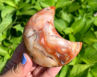 Crystal moon carnelian carving spiritual decor 120 grams