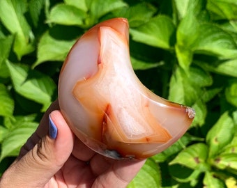Crystal moon carnelian carving spiritual decor small chips