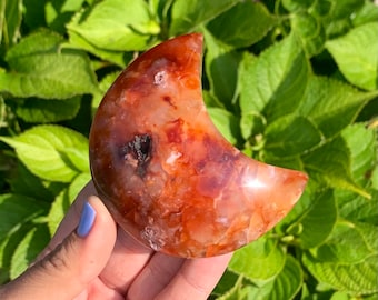 Crystal moon carnelian carving with imperfections discounted