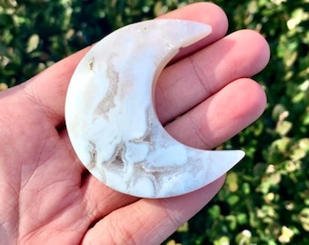 Luna de cristal de ágata de encaje blanco de Indonesia