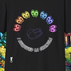 I Survived La Chancla Neon Rainbow T-shirt, Mother&#39;s Day Tee, La Chancla tee for mother&#39;s day, mother&#39;s day gift for mom, grandmaa